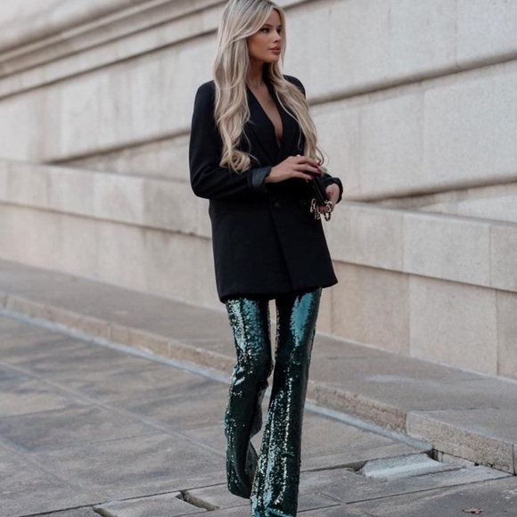 NWT Zara Flared Sequin Pants - Picture 2 of 16
